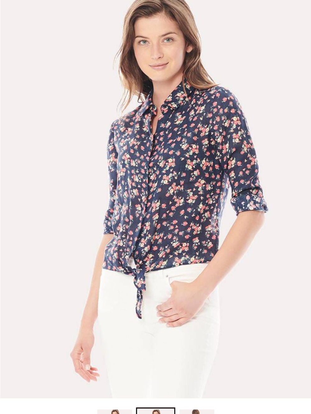 ecru Navy Floral Collared Button Shirt